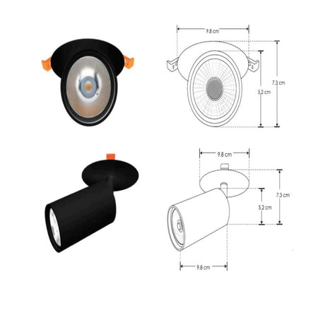 LUMINARIO P/GU10 MR16 MOD LED REDONDO TIPO CILINDRO EMPOTRAR DIRIGIBLE ALUMINIO BLANCO IP20 (S/LAMP) ILUMILEDS