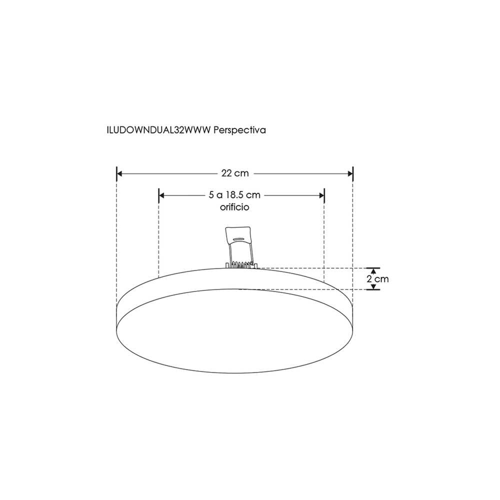 LUMINARIO DE TECHO REDONDO LED EMPOTRADO AJUSTABLE (4.9CM-18.5CM) SOBREPONER/TECHO 32W BLANCO 120 DIFUSOR POLICARBONATO 85-265V IP20 ILUMILEDS