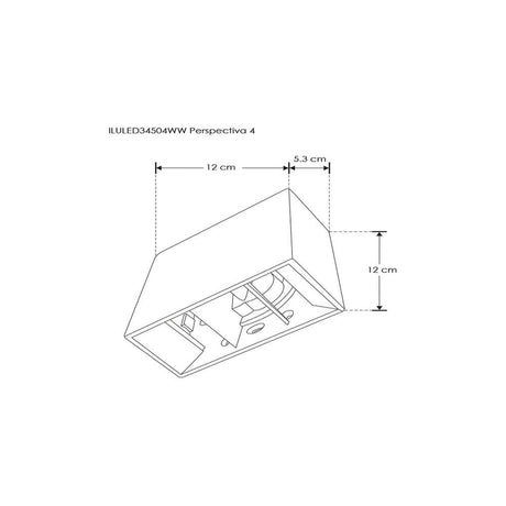 LUMINARIO DE PARED SOBREPONER RECTANGULAR NEGRO CON 2 LEDS 4W BLANCO CALIDO 85-265V IP65 ILUMILEDS