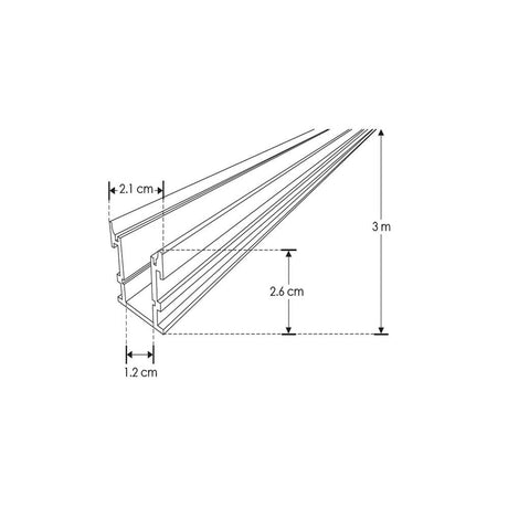 KIT PERFIL P/TIRA EXTRAPLANA LED S/CEJA (PERFIL RECT ALUM 3M + MICA DIFUSA 3M + 2 TAPAS LAT) ILUMILEDS