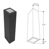 LUMINARIO PARED LED BLANCO CALIDO 5W RECTANGULAR 2 SALIDAS LUZ SOBREPONER NEGRO 85-265VCA IP65