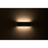 LUMINARIO PARED LED BLANCO CALIDO 8W RECTANGULAR SOBREPONER SALIDAS SUPERIOR E INFERIOR NEGRO 85-265 VCA IP65