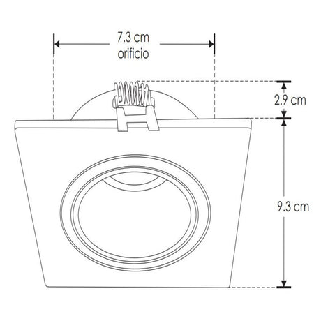 DIFUSOR PARA LAMPARA TIPO DICROICA MR16  GU10 O MODULO DE LED CUADRADO DIRIGIBLE POLICARBONATO NEGRO INCLUYE CONECTOR MR16 ILUMILEDS