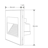LUMINARIO PARED LED BLANCO CALIDO 1W 120G RECTANGULAR SOBREPONER BLANCO 85-265VCA PROTECCION IP65