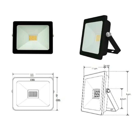 REFLECTOR LED RECTANGULAR PLANO SOBREPONER DIRIGIBLE  100W 120 BLANCO CRISTAL TEMPLADO B 100-240V IP65 ILUMILEDS