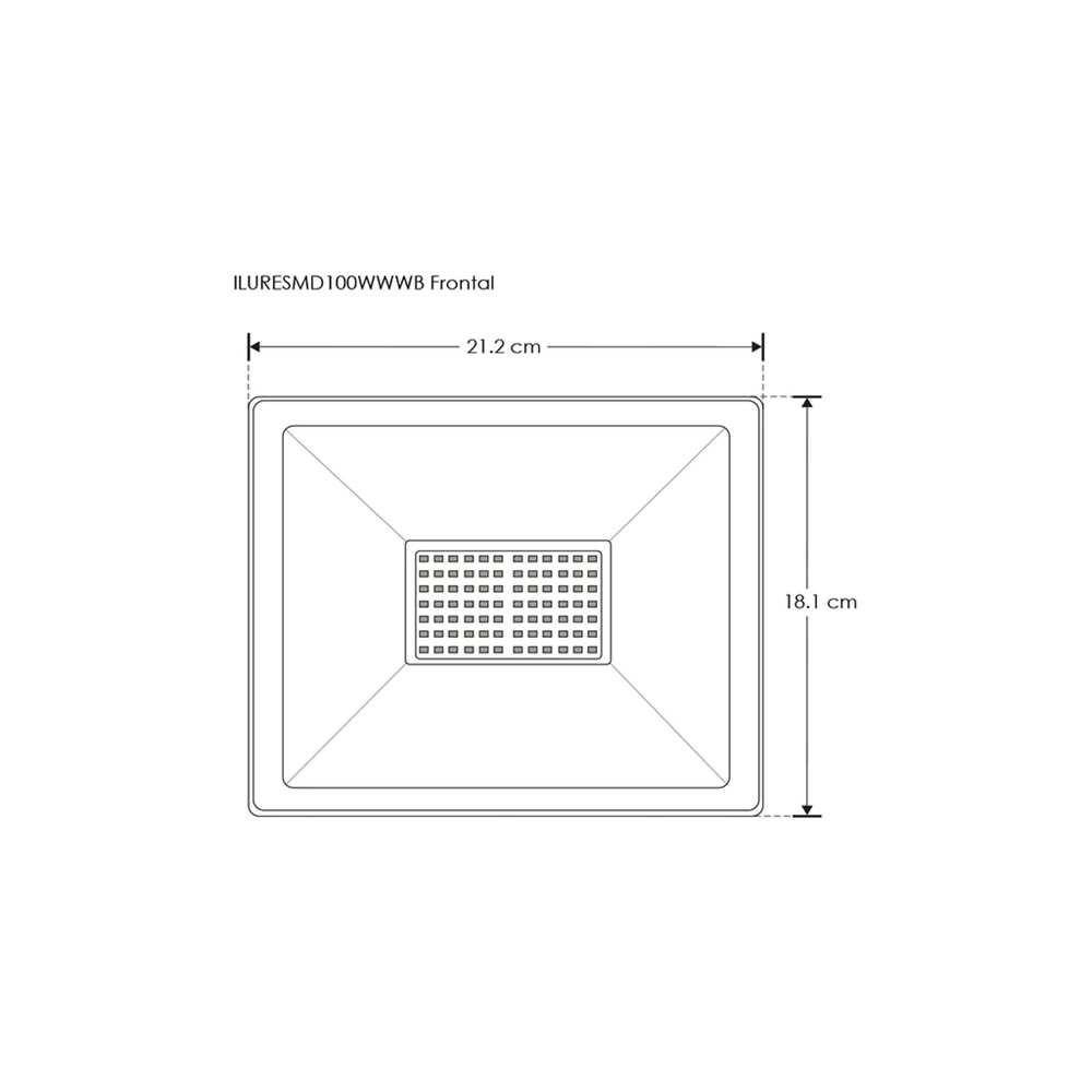 REFLECTOR LED RECTANGULAR PLANO SOBREPONER DIRIGIBLE  100W 120 BLANCO CRISTAL TEMPLADO B 100-240V IP65 ILUMILEDS