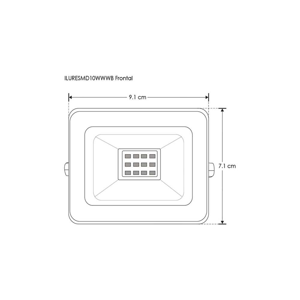 REFLECTOR LED RECTANGULAR PLANO SOBREPONER DIRIGIBLE 10W 120 NEGRO CRISTAL TEMPLADO BLANCO 100-240V IP65 ILUMILEDS