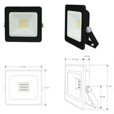 REFLECTOR LED RECTANGULAR PLANO SOBREPONER DIRIGIBLE 10W 120 BLANCO CRISTAL TEMPLADO BC 100-240V IP65 ILUMILEDS