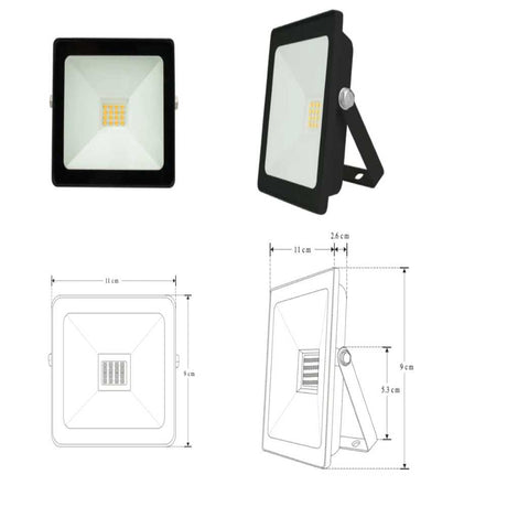 REFLECTOR LED RECTANGULAR PLANO BCSOBREPONER DIRIGIBLE 20W 120 BLANCO CRISTAL TEMPLADO B 100-240V IP65 ILUMILEDS
