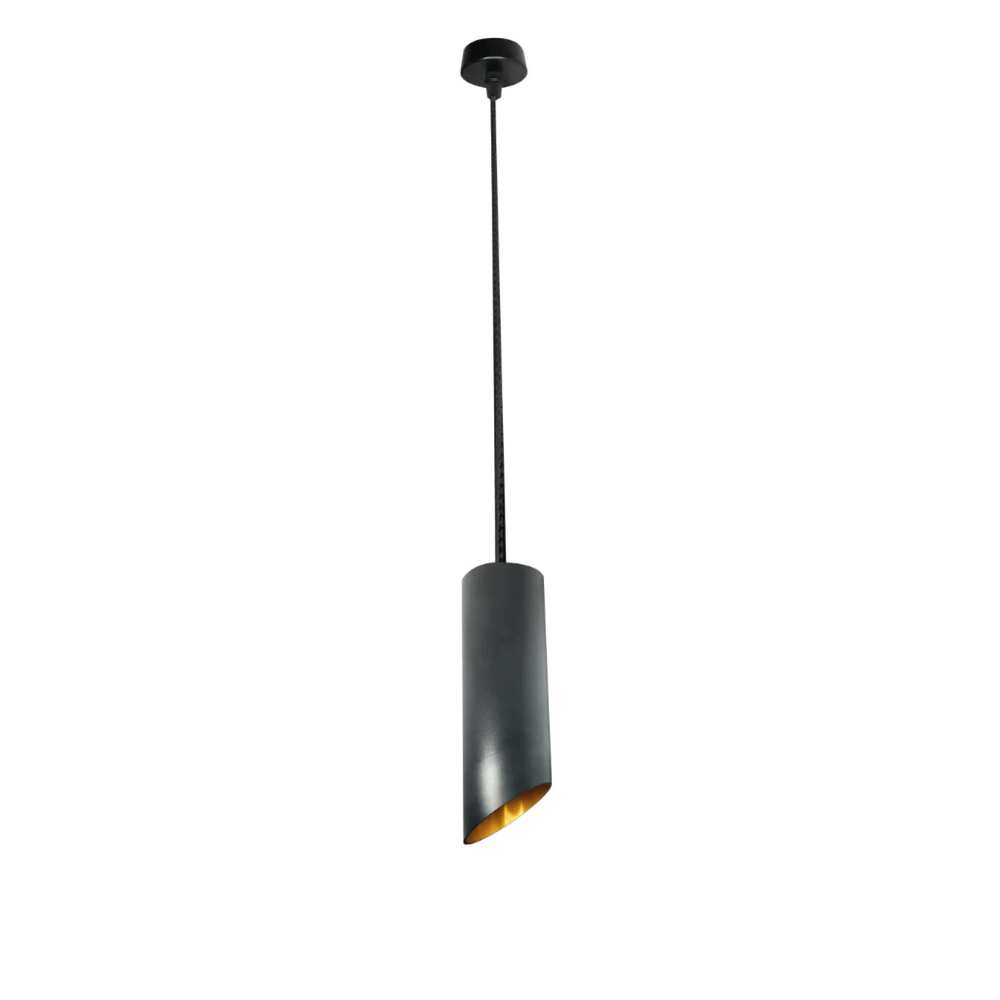 LUMINARIO TUBULAR SUSPENDER NEGRO/DORADO P/GU10 MAX 50W 120 6CM DIAM * 23CM ALTO1M CABLE IP20 ILUMILEDS