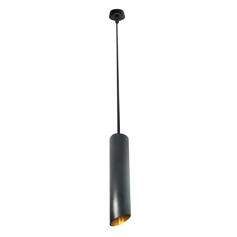LUMINARIO TUBULAR SUSPENDER NEGRO/DORADO P/GU10 MAX 50W 120 6CM DIAM * 40CM ALTO 1M CABLE IP20 ILUMILEDS