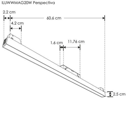 LUM P/RIEL MAGNETICO LED NEGRO TIPO FLOOD 20W BC 120G 48V IP20 ILUMILEDS