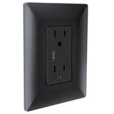 TOMA DE CORRIENTE DUPLEX 2P+T CON 2 USB A+C  COLOR NEGRO 3 MOD. 3.1A INCLUYE CHASIS 127V.