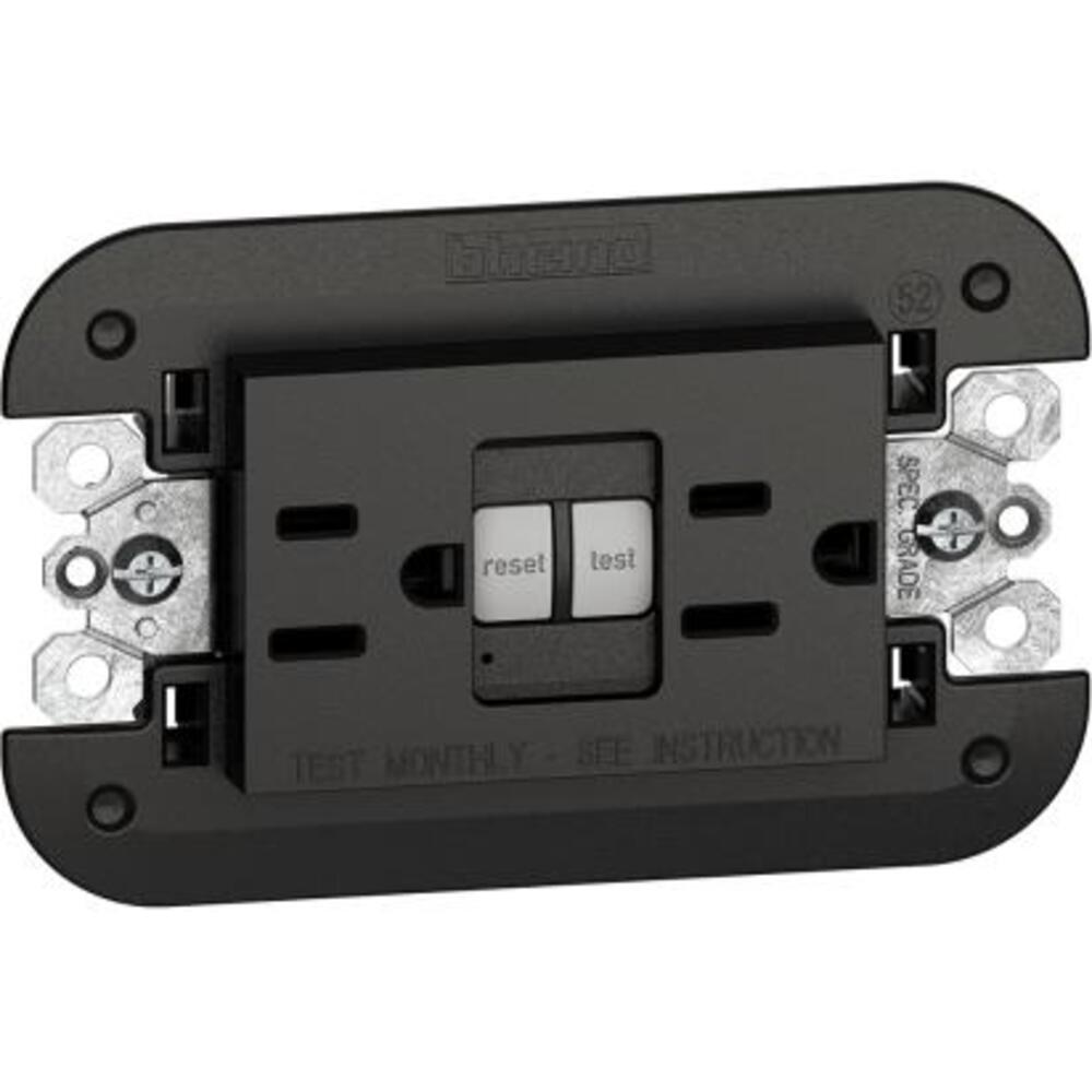 TOMACORRIENTE DUPLEX ICFT 15A 127V CON AUTOPRUEBA Y PROTECCION INFANTIL INCLUYE CHASIS NEGRO MCA LIVING NOW