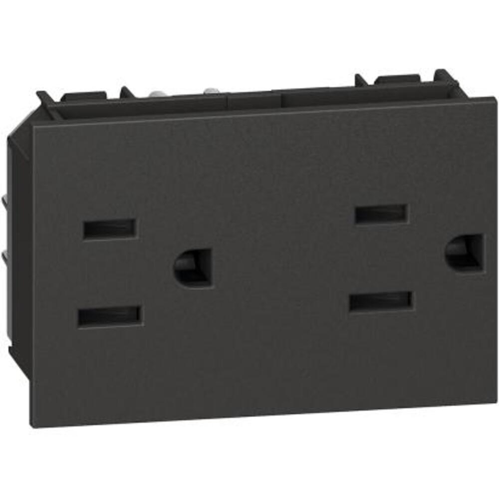 TOMACORRIENTE DUPLEX 2P+T CON PROTECCION INFANTIL COLOR NEGRO 3 MODULO 15A 127-250V MCA LIVING NOW
