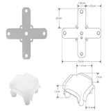 KIT CONECTOR DE METAL CONECT.MICA DIFUSA PROTECTOR DE CABLE NEGRO ANGULO TIPO X VISTA INFERIOR INCLUYE SET DE TORNILLOS PAR PERFIL DXA19