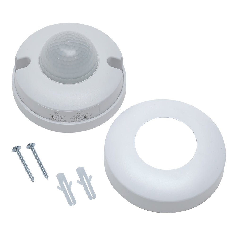 KIT DE 3 SENSORES DE MOVIMIENTO DE 360 GRADOS COLOR BLANCO PARA SOBREPONER EN TECHO TRIPLE SENSORES INFRARROJO TECNOLITE