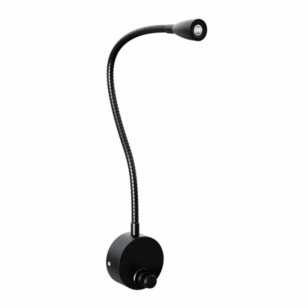 LUMINARIO LED SOBREPONER MURO SWAN II 1.7W/100-240V. APAGADOR Y BRAZO METALICO FLEXIBLE ANODIZADO 4000K LUZ NEUTRA ELECTROMAG