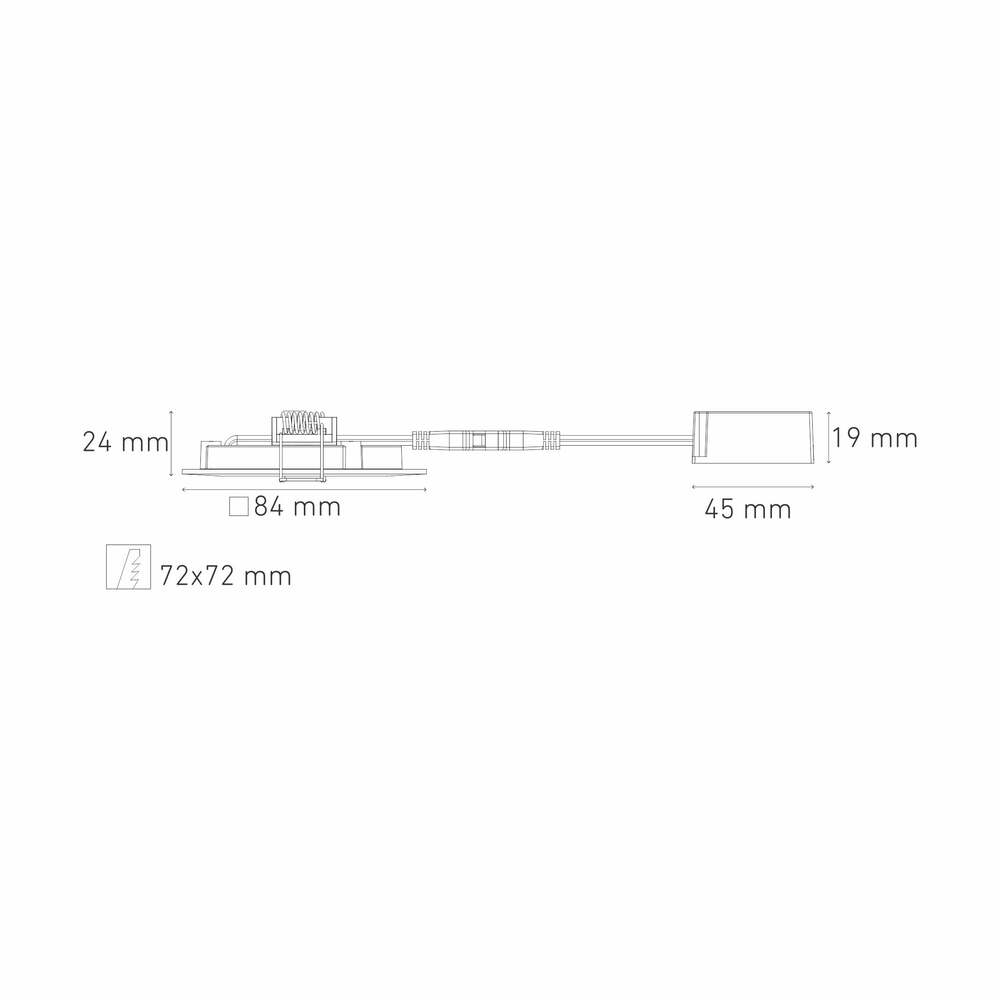 LUMINARIA SQ 3 FLAT BASICO 3.5W/90-140V. BFP LUZ NEUTRA 3000K. BLANCO