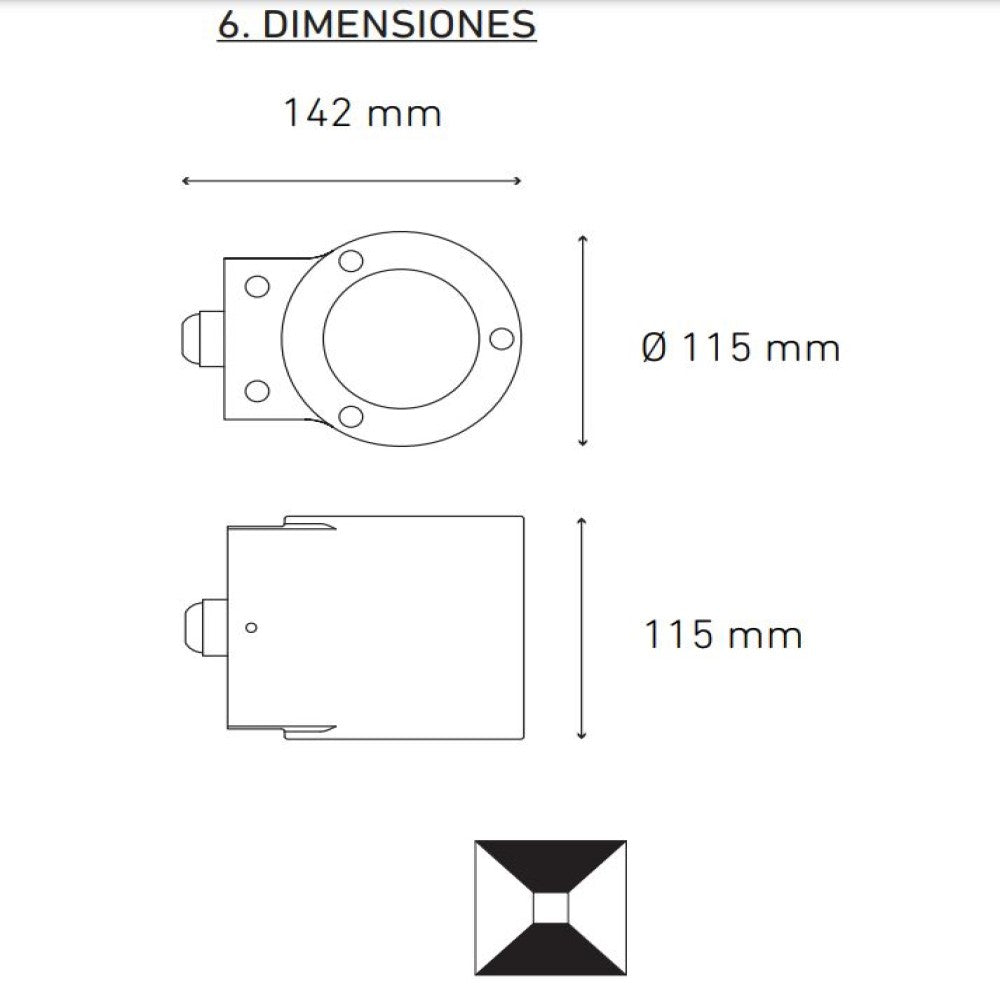 LUMINARIA W2 LED 15W/100-305V. BFP 55/55 LUZ CALIDA 2700K BLANCO ELECTROMAG
