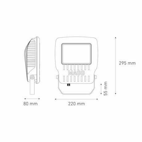 LUMINARIO LED PROYECTOR SOBREPONER MURO/PISO KR 55 55W/100-240V. 60X90 GRIS 3000K LUZ CALIDA ELECTROMAG