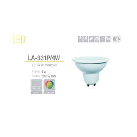 LAMP. LED  4W. RGB GU10 MULTICOLOR LA-331P/4W GEOPOWER