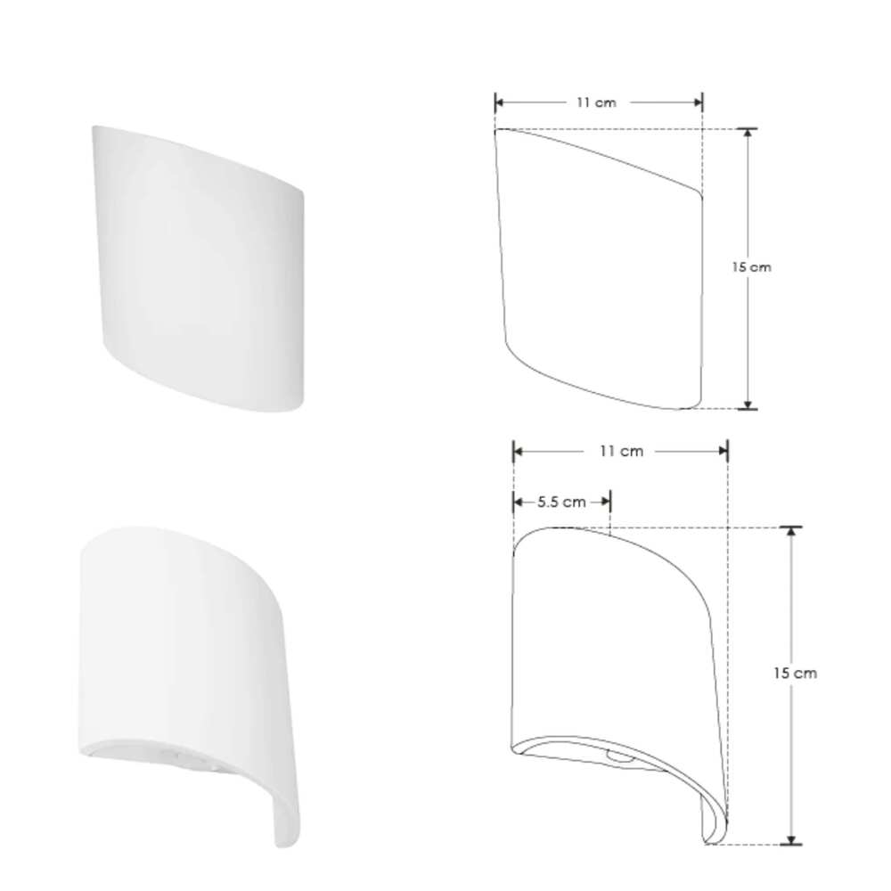 ARBOTANTE RECTANGULAR BLANCO 6W DOBLE LUZ IP54 BLANCO CALIDO ILUMILEDS