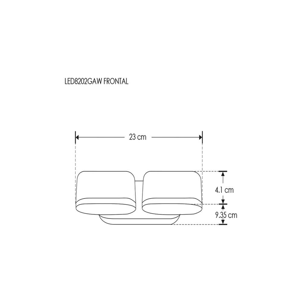 LUMINARIO DE PARED SOBREPONER LED BLANCO 12W BLANCO CALIDO SIMETRICO DOS SALIDAS DE LUZ INDIRECTA ROTATIVO AJUSTABLE 100-240V IP54 ILUMILEDS