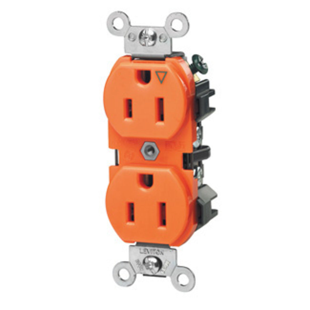 CONTACTO DUPLEX NARANJA TIERRA AISLADA 2P 3H 15A 125V 05262-0IG LEVITON *** OFRECER IG5262RN ***