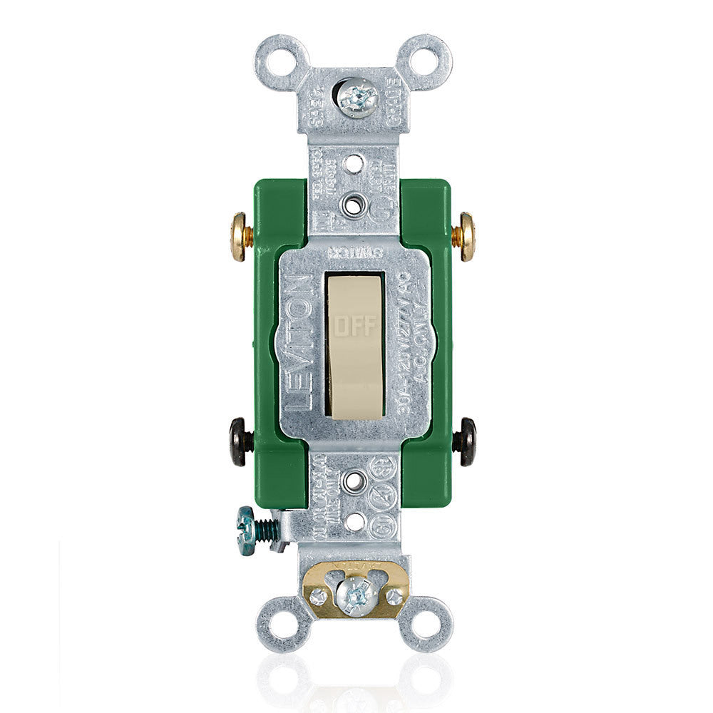 APAGADOR PALANCA 2 POLOS 2HP 120/277V. 30A MARFIL 03032-02I LEVITON
