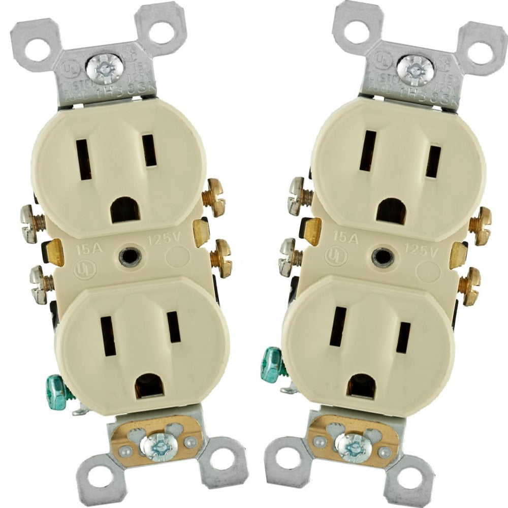 CONTACTO DUPLEX RESIDENCIAL POLARIZADO ATERRIZADO 15A/125V. MARFIL 05320-ICP *** OFRECER 3232-I ***