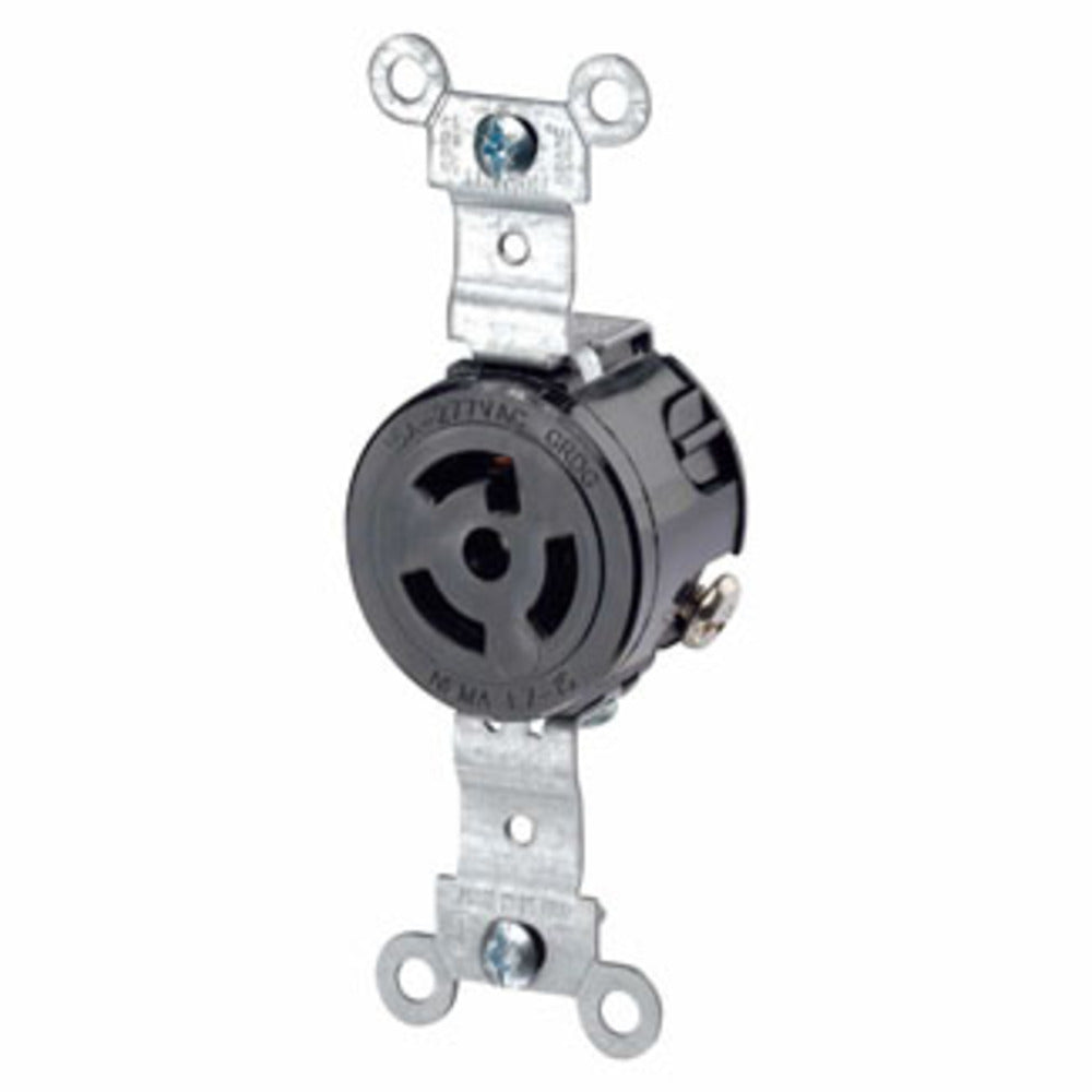 CONTACTO FIJO NEGRO 2P-3H 15A/277V. CONEXION A TIERRA 04760-000 LEVITON