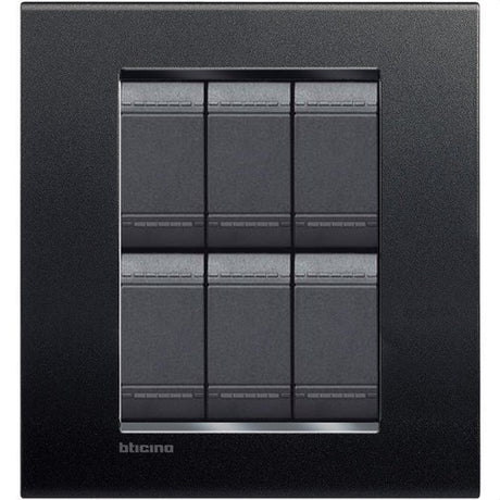 PLACA RECTANGULAR COLOR NEGRO ANTRACITA 3+3 MOD. LNA4826AR LIVING Y LIGHT