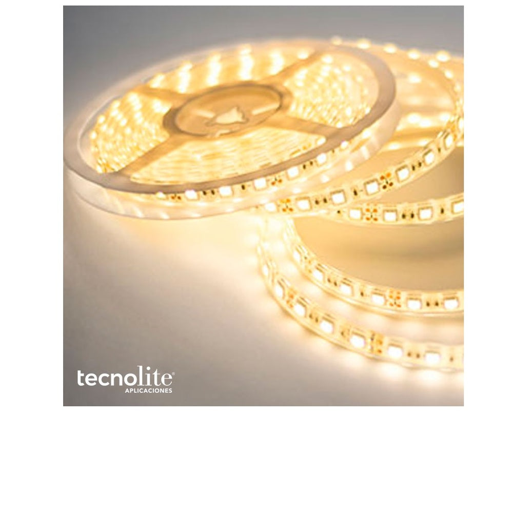 TIRA FLEXIBLE LEDS C/RECUBRIMIENTO VINIL 5M. 12V. IP68 BLANCO CALIDO