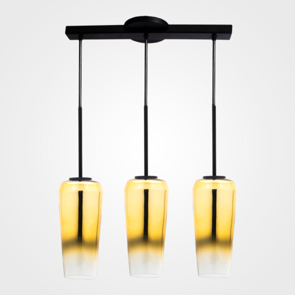 LUMINARIO COLGANTE ALUMINIO + VIDRIO SOPLADO DEGRADADO + RIEL DE 50DISPONIBLE CROMO / DORADO9CM H-120CM 127VLAMPARA OPCIONAL NO INCLUIDA(MX-CL1815/D/3)