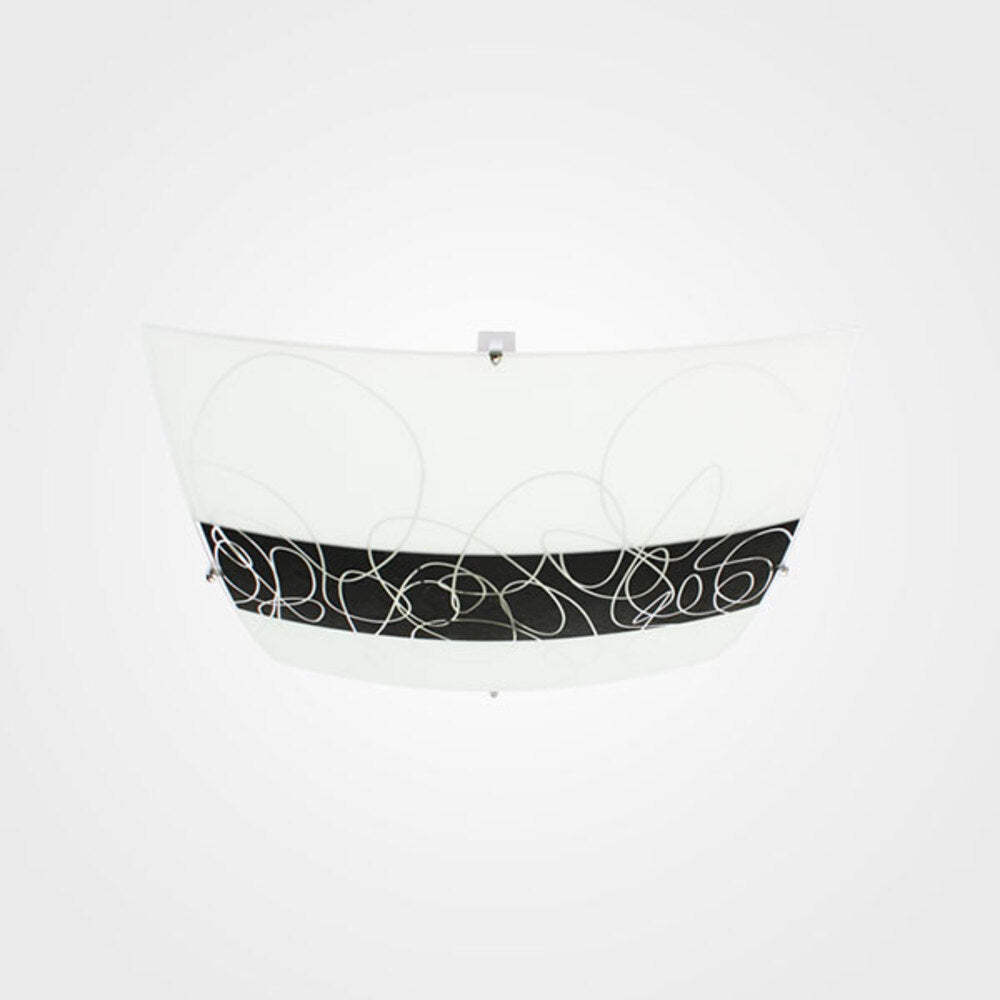 PLAFON VIDRIO CURVO BLANCO MATE DECORADO 40X40CMS. MXPF-7001