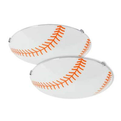 PLAFON DECORATIVO BEISBOL 2X20W. E26 VIDRIO SATINADO DECORADO MX-PF8019