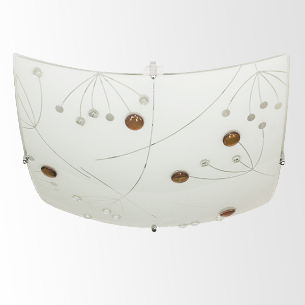 LUMINARIO DE TECHO PLAFON30CM X 30CM 127V VIDRIO SATINADO CON INCRUSTACIONES MCA MAXXI