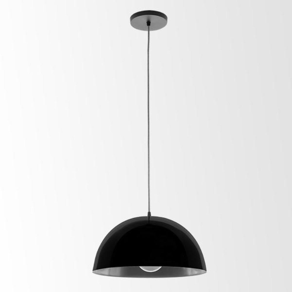 LUMINARIO COLGANTE ALUMINIO COLOR NEGRO CON INTERIOR SATINADO 127V MAXXI