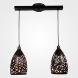 LUMINARIO COLGANTE 2 PZASEN RIEL DE 50CMACERO CORTE LASER NEGRO + INTERIOR DORADO14CM H-120CM 127VLAMPARAS OPCIONALES NO INCLUIDAS(MX-CL7007-N/D/2)