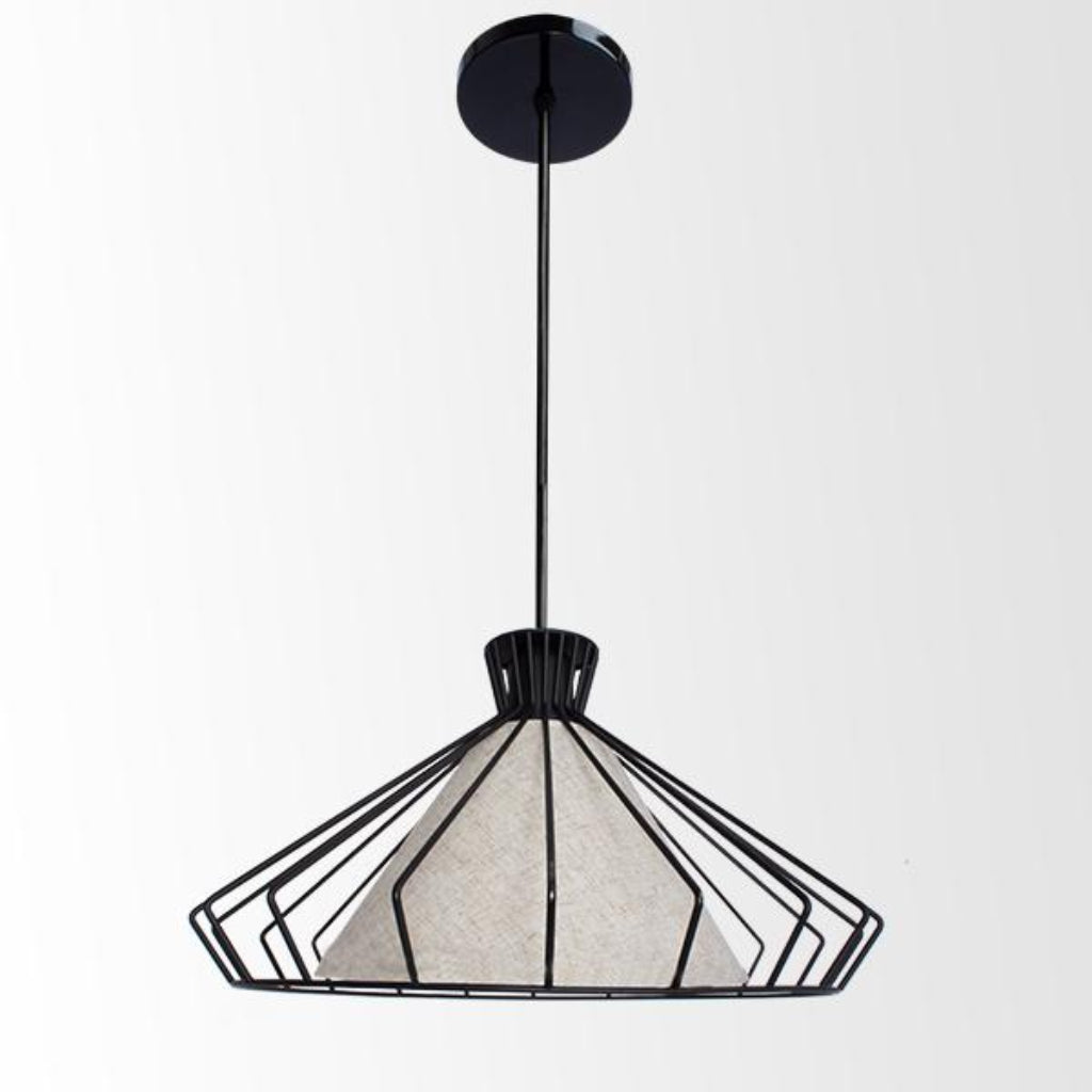 CANDIL PANTALLA LINO REJILLA NEGRA 40X120CM E27 127V MAXXI