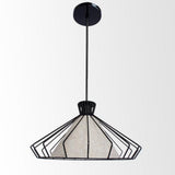 CANDIL PANTALLA LINO REJILLA NEGRA 40X120CM E27 127V MAXXI