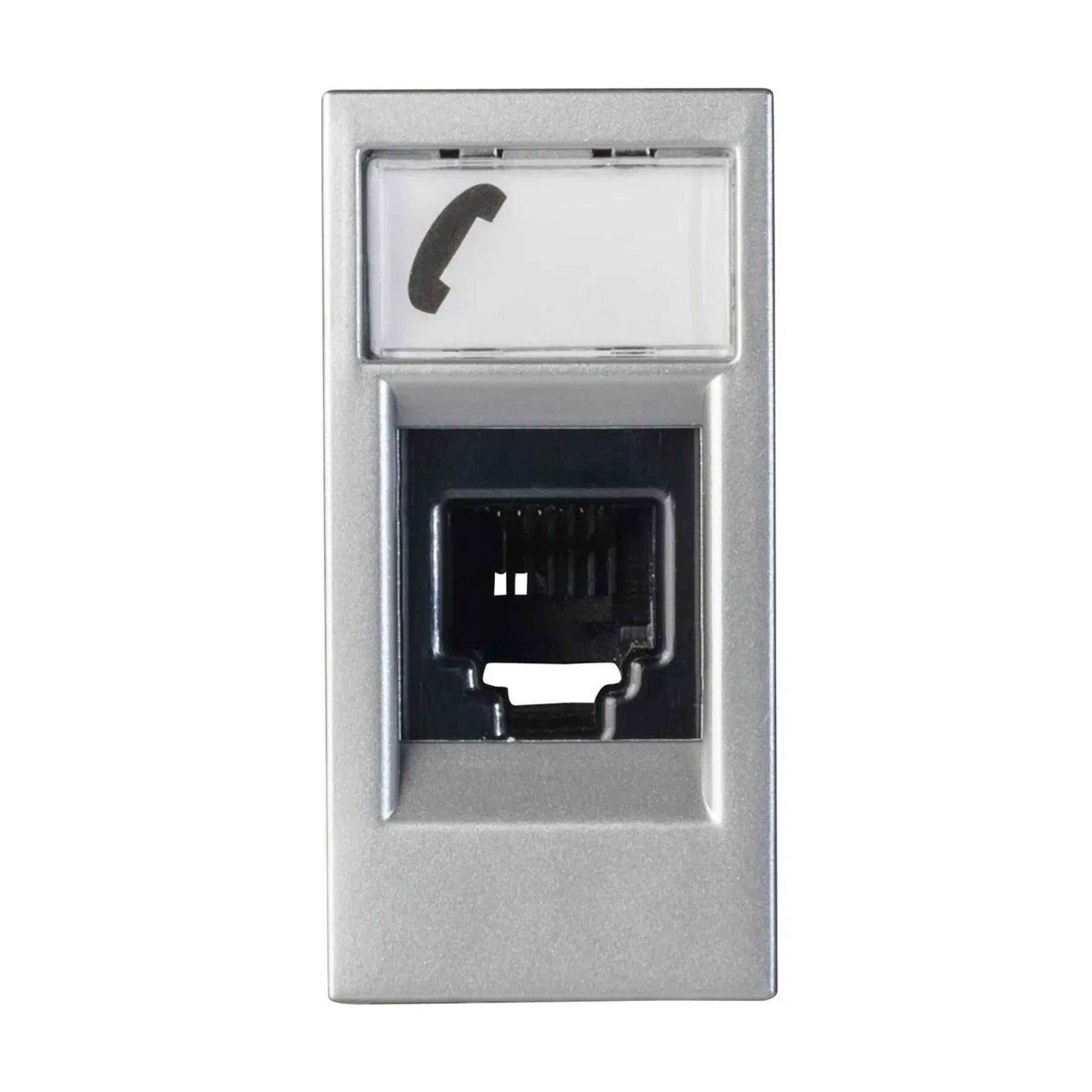 TOMA TELEFÓNICA ESTEVEZ ZENIT 1 MÓDULO DE 6 HILOS RJ11 PLATA