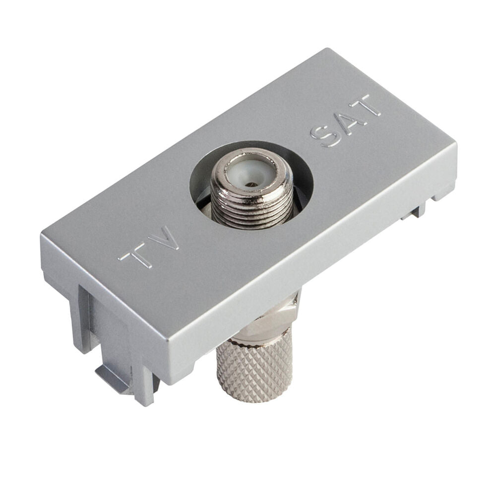 TOMA TV COAXIAL (CONECTOR ROSCADO) 1 MOD. PLATINO STATUS METALIZADO ***HAE2025***