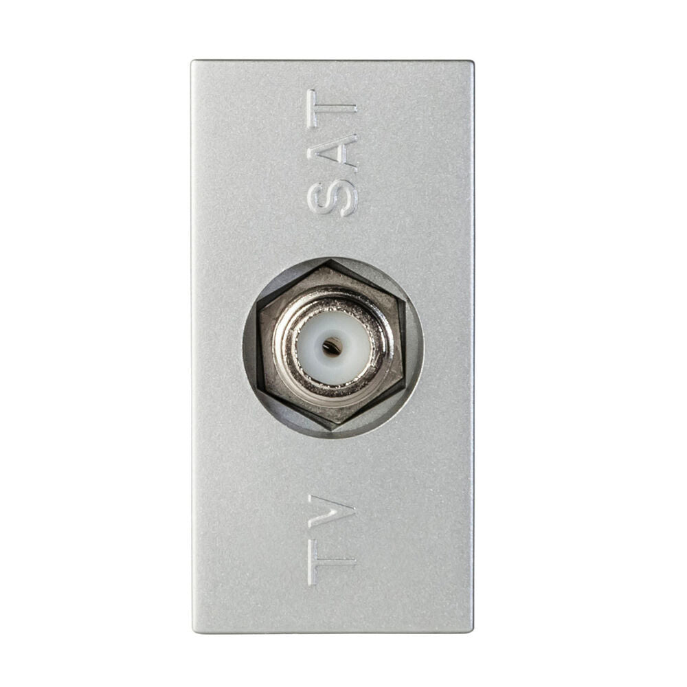 TOMA TV COAXIAL (CONECTOR ROSCADO) 1 MOD. PLATINO STATUS METALIZADO ***HAE2025***