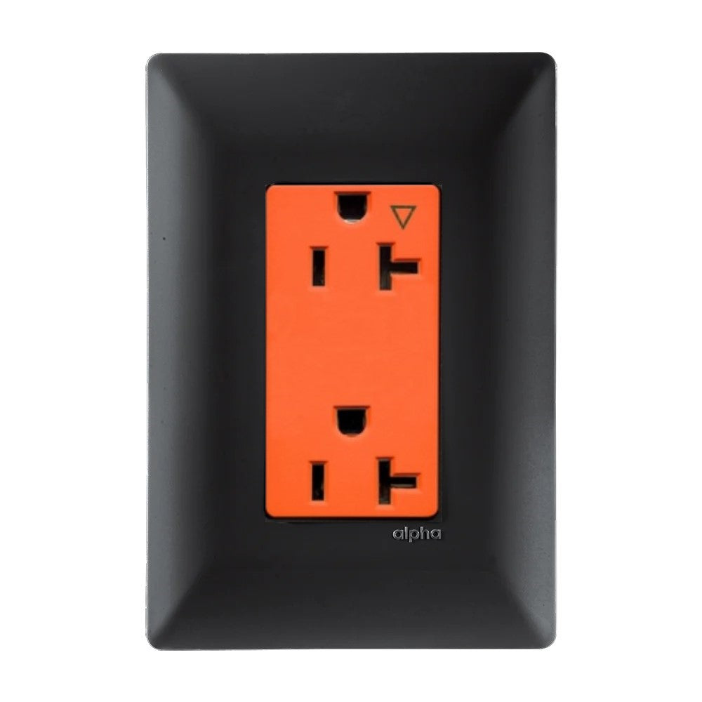 CONTACTO DUPLEX TIERRA AISLADA (IG) C/ PLACA ZENIT ANTRACITA MEC NARANJA