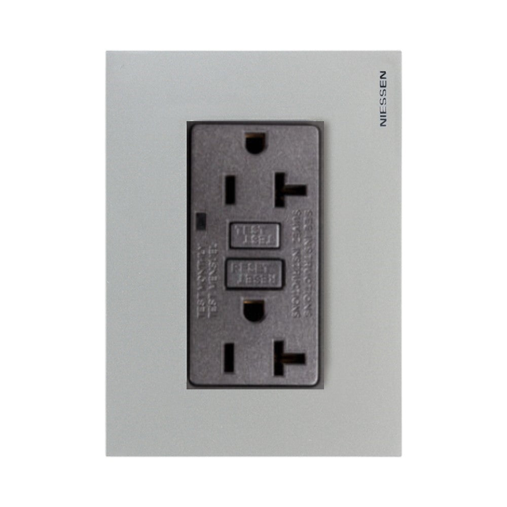 CONTACTO DUPLEX FALLA A TIERRA (GFCI) C/ PLACA ZENIT PLATA MECANISMO ANTRASITA