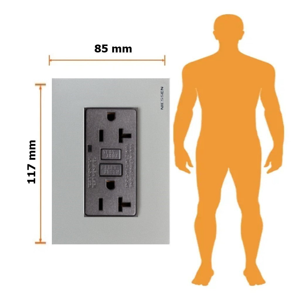 CONTACTO DUPLEX FALLA A TIERRA (GFCI) C/ PLACA ZENIT PLATA MECANISMO ANTRASITA