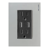 CONTACTO DUPLEX + 2XUSB 2.1 AMP C/PLACA PLATA Y MECANISMO ANTRACITA