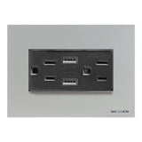 CONTACTO DUPLEX + 2XUSB 2.1 AMP C/PLACA PLATA Y MECANISMO ANTRACITA